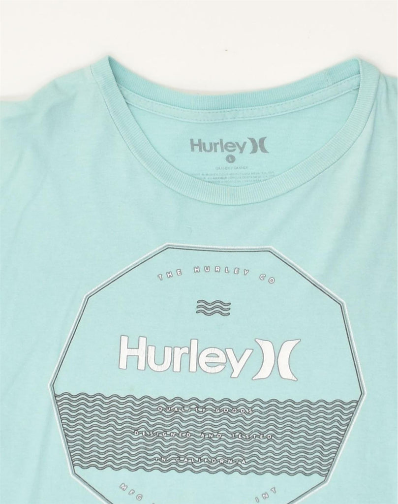 HURLEY Mens Graphic T-Shirt Top Large Turquoise Cotton | Vintage Hurley | Thrift | Second-Hand Hurley | Used Clothing | Messina Hembry 