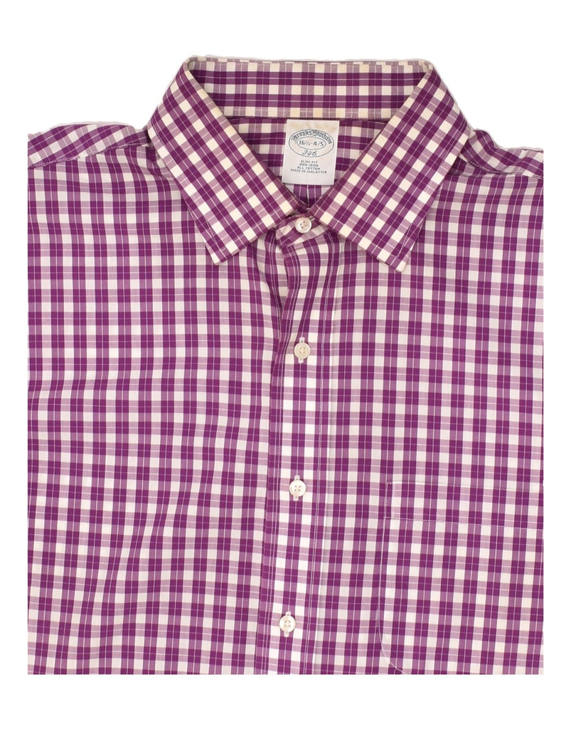 BROOKS BROTHERS Mens Slim Fit Shirt Size 16 1/2 Large Purple Gingham | Vintage Brooks Brothers | Thrift | Second-Hand Brooks Brothers | Used Clothing | Messina Hembry 