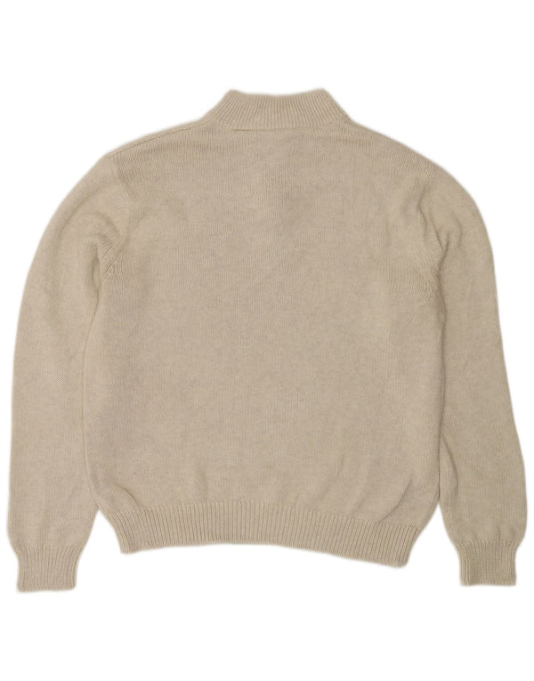 Chaps Mens Zip Neck Jumper Sweater Large Beige Cotton