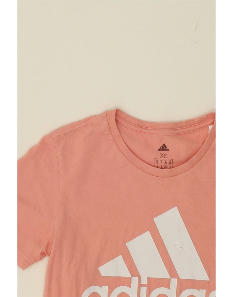 ADIDAS Womens Graphic T-Shirt Top UK 4/6 XS Pink Cotton Vintage Adidas and Second-Hand Adidas from Messina Hembry 