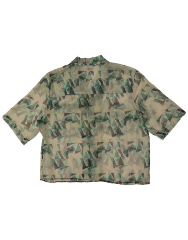 Zara Mens See Through Short Sleeve Shirt Medium Green Geometric