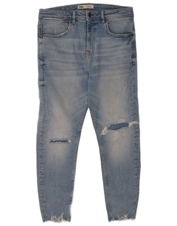 Zara Mens Distressed Skinny Jeans EU 40 Medium W31 L24 Blue Cotton