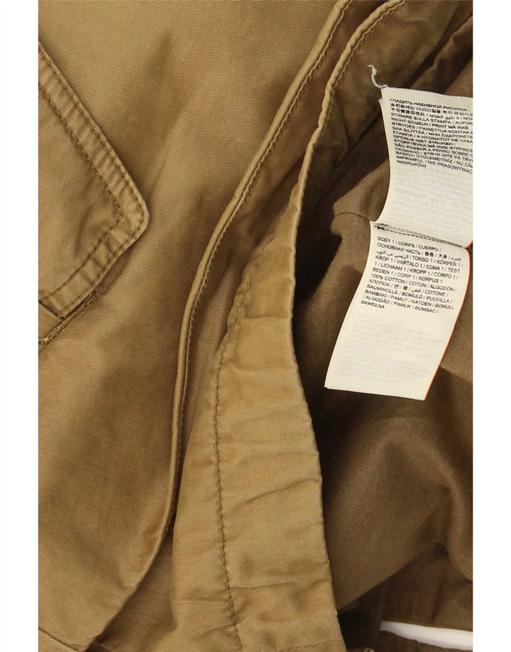 Superdry Womens Hooded Parka Jacket UK 14 Medium Khaki Cotton