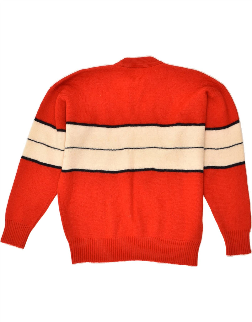 VINTAGE Womens Crew Neck Jumper Sweater UK 14 Medium Red Striped | Vintage Vintage | Thrift | Second-Hand Vintage | Used Clothing | Messina Hembry 