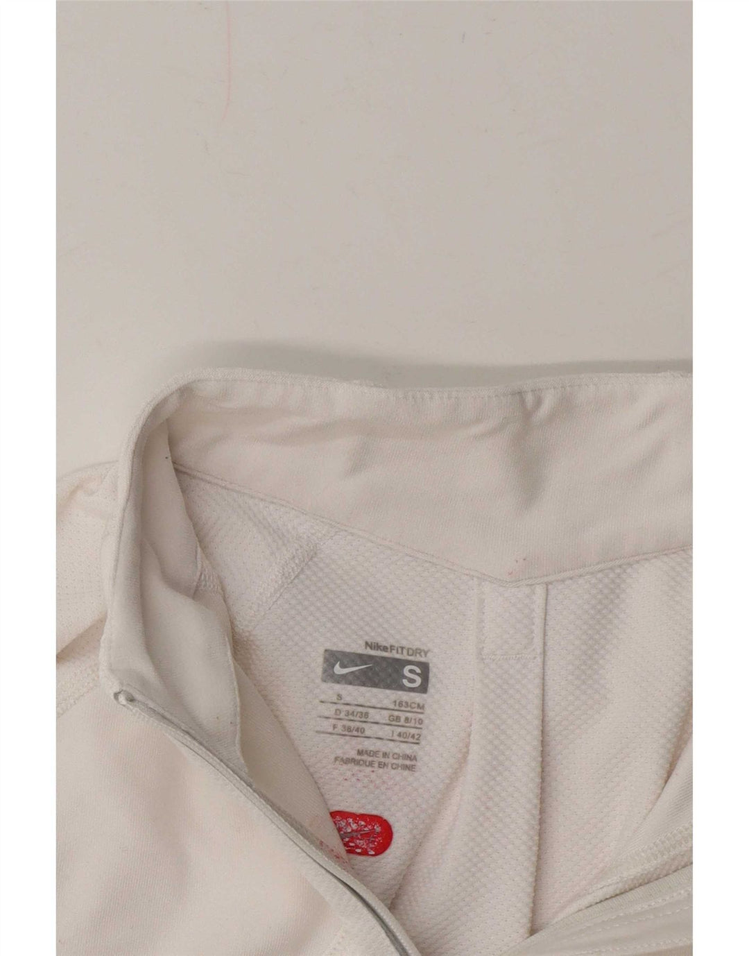 Nike Womens Zip Neck Top Long Sleeve UK 8/10 Small White