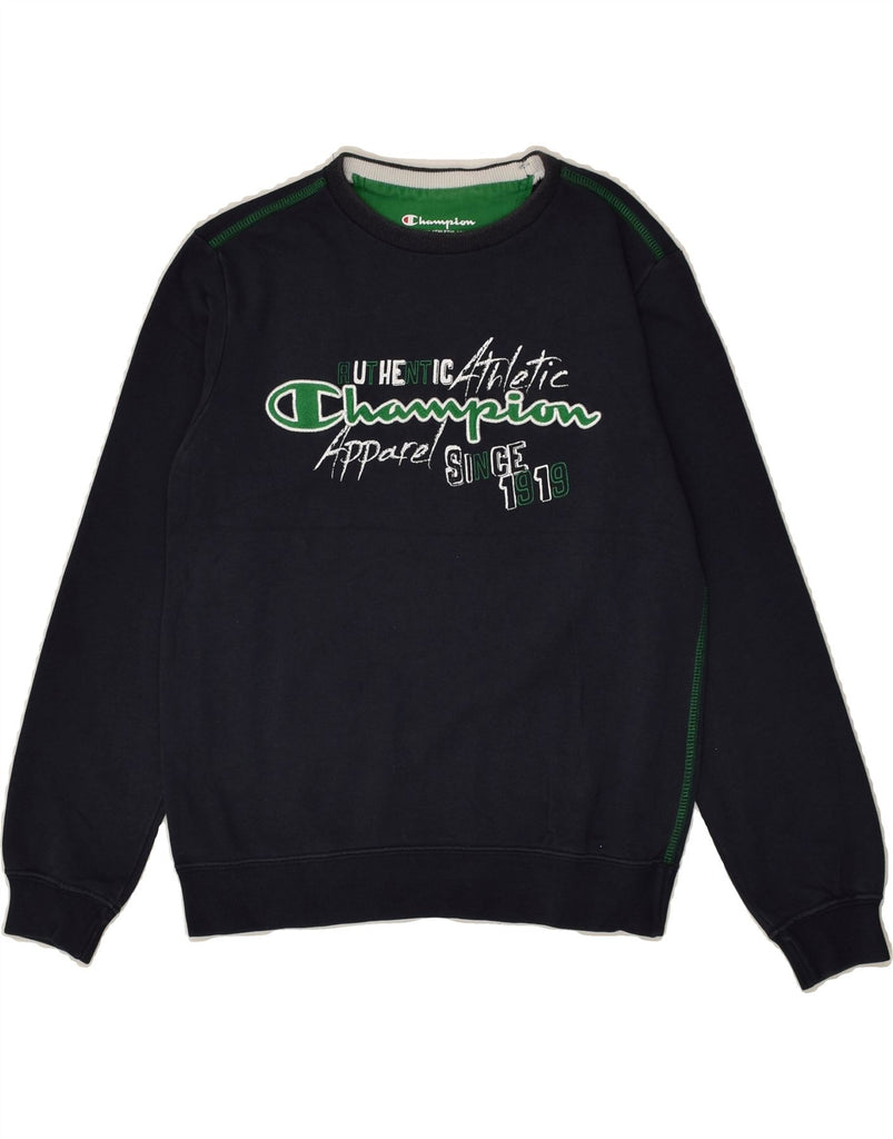 CHAMPION Boys Graphic Sweatshirt Jumper 9-10 Years Medium Black | Vintage Champion | Thrift | Second-Hand Champion | Used Clothing | Messina Hembry 