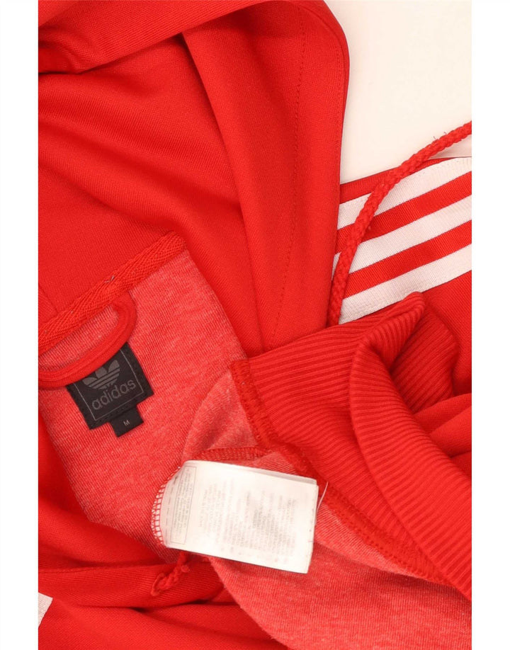 Adidas Mens Zip Hoodie Sweater Medium Red Polyester