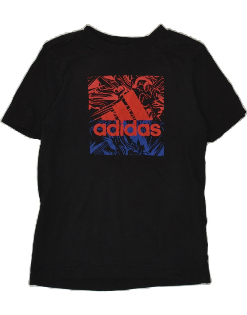 ADIDAS Boys Graphic T-Shirt Top 9-10 Years Black Cotton | Vintage Adidas | Thrift | Second-Hand Adidas | Used Clothing | Messina Hembry 