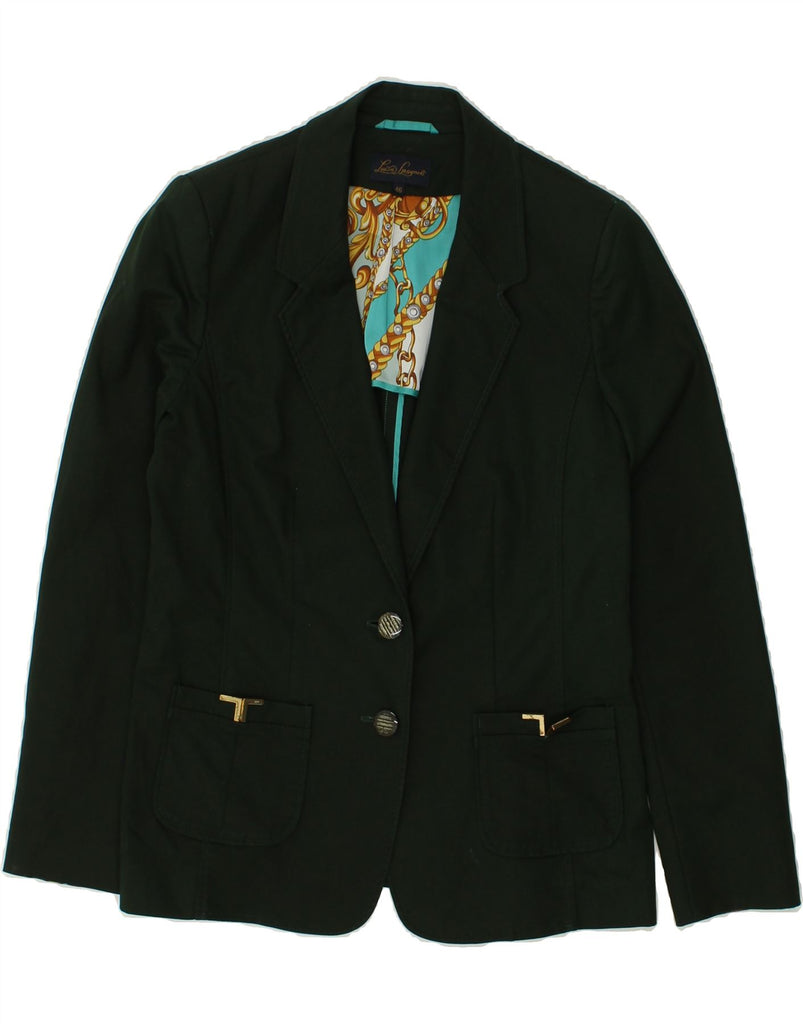 LUISA SPAGNOLI Womens 2 Button Blazer Jacket IT 46 Large Green | Vintage Luisa Spagnoli | Thrift | Second-Hand Luisa Spagnoli | Used Clothing | Messina Hembry 