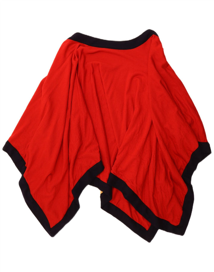 VINTAGE Womens Asymetric Open Poncho Coat One Size Red Colourblock