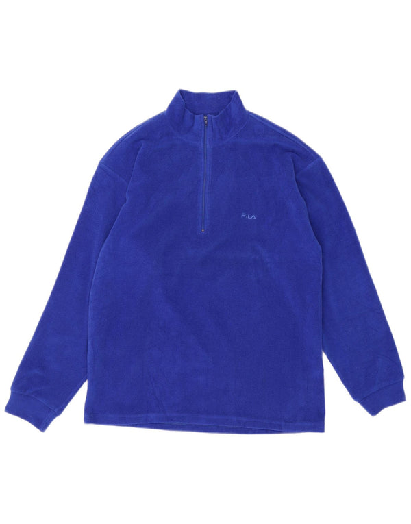 Fila Mens Zip Neck Fleece Jumper IT 48 Medium Blue Polyester