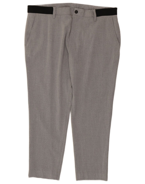 Zara Mens Cropped Trousers XL W34 L25 Grey Colourblock