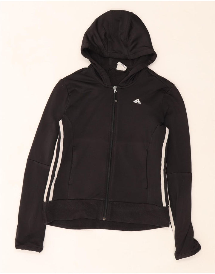 Adidas Womens Climawarm Zip Hoodie Sweater UK 12 Medium Black Polyester