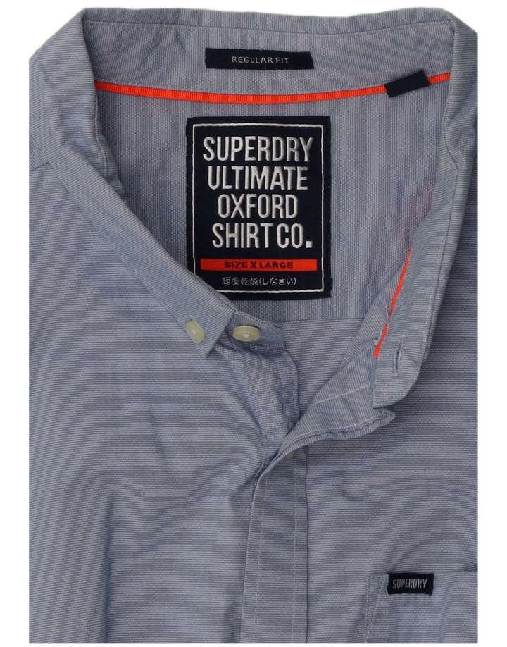 SUPERDRY Mens Regular Fit Shirt XL Blue Pinstripe Cotton