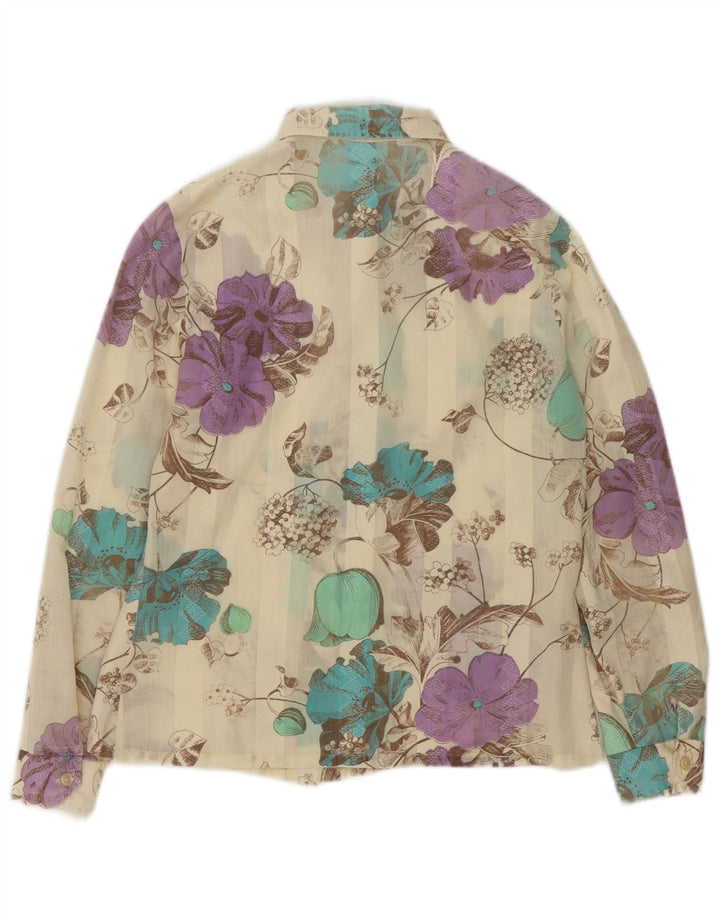 Vintage Womens See Through Shirt Blouse UK 10 Small Multicoloured Floral