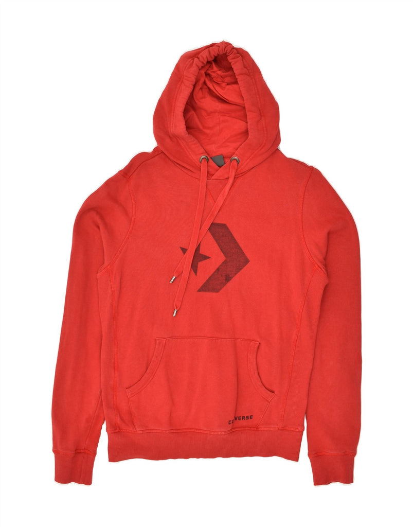 CONVERSE Mens Graphic Hoodie Jumper Small Red Cotton | Vintage Converse | Thrift | Second-Hand Converse | Used Clothing | Messina Hembry 