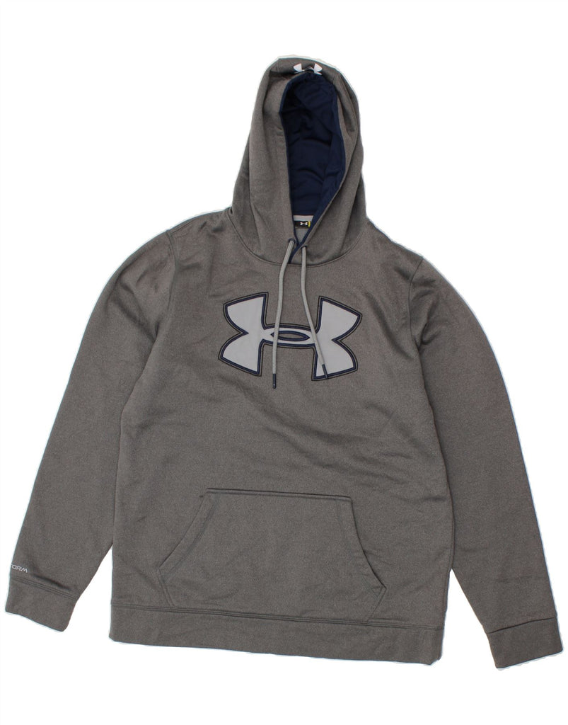 UNDER ARMOUR Mens Graphic Hoodie Jumper Large Grey Polyester | Vintage Under Armour | Thrift | Second-Hand Under Armour | Used Clothing | Messina Hembry 