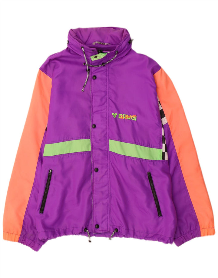 Brugi Mens Rain Jacket UK 44 2XL Purple Colourblock Polyester