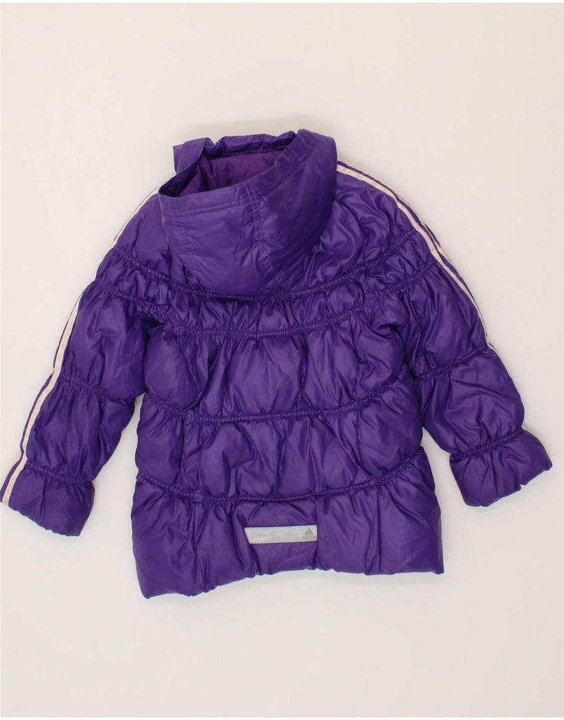 ADIDAS Girls Hooded Padded Jacket 5-6 Years Purple Polyester Vintage Adidas and Second-Hand Adidas from Messina Hembry 