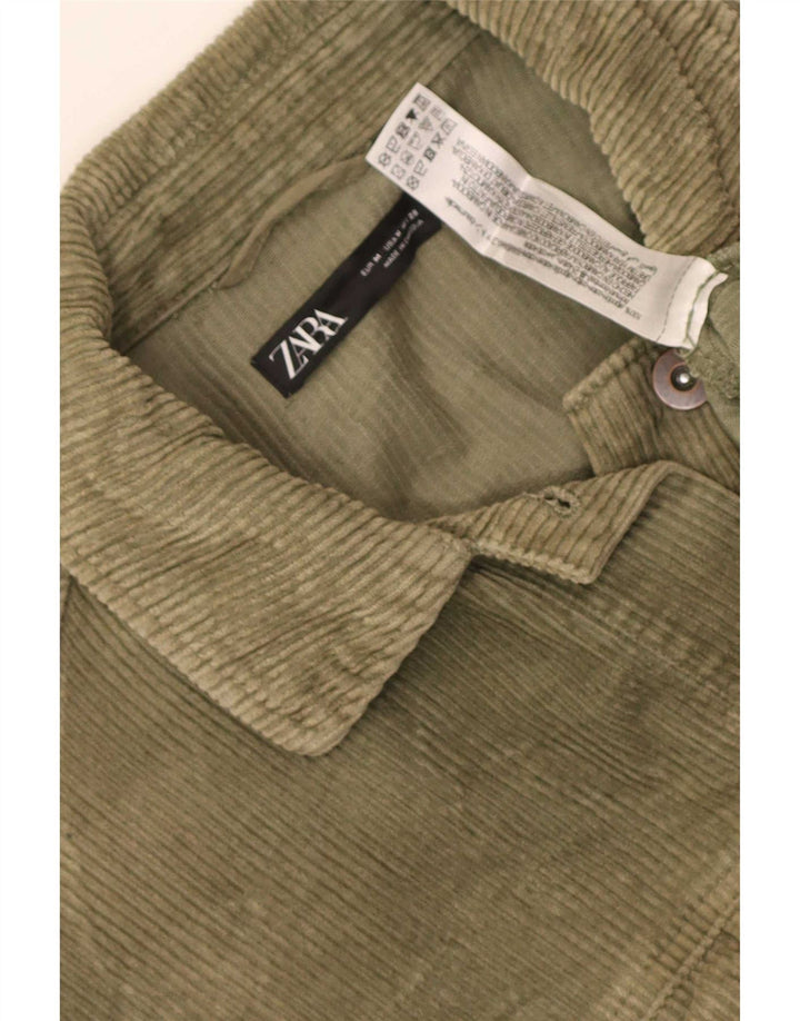 Zara Womens Oversized Corduroy Jacket UK 14 Medium Khaki Cotton