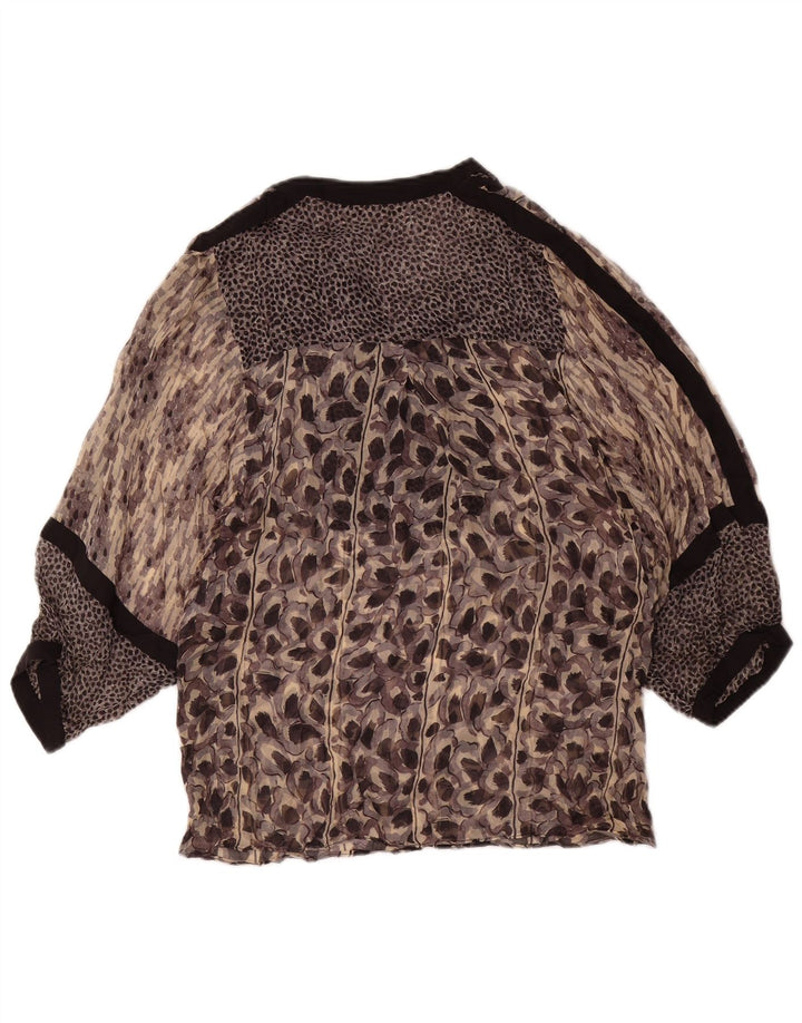 Zara Womens 3/4 Sleeve Blouse Top UK 12 Medium Multicoloured Animal Print
