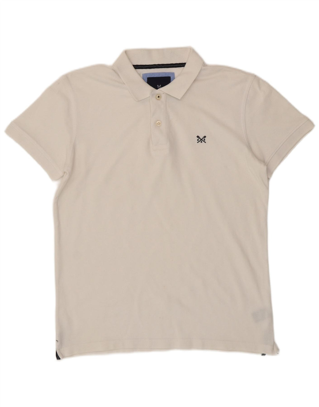 CREW CLOTHING Mens Polo Shirt Large White Cotton