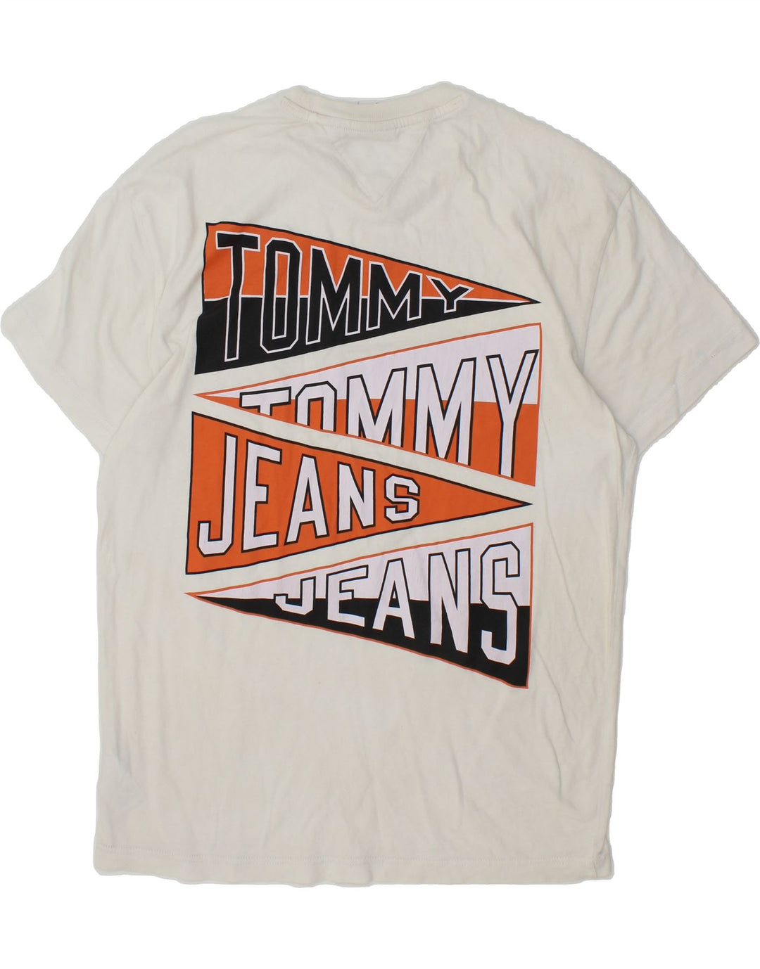 TOMMY HILFIGER Mens Graphic T-Shirt Top Small White Cotton Vintage Tommy Hilfiger and Second-Hand Tommy Hilfiger from Messina Hembry 