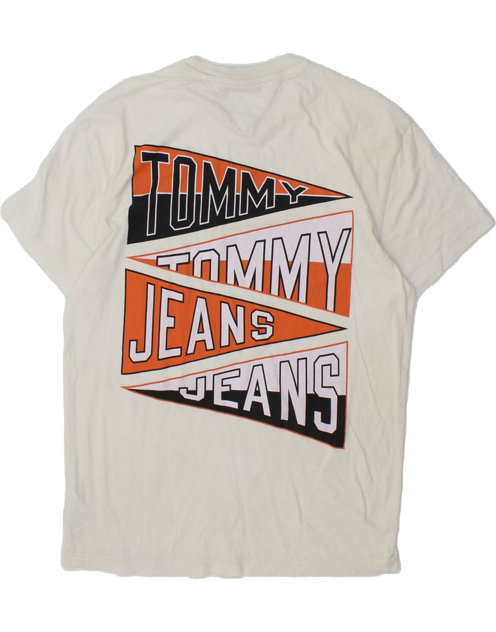 TOMMY HILFIGER Mens Graphic T-Shirt Top Small White Cotton Vintage Tommy Hilfiger and Second-Hand Tommy Hilfiger from Messina Hembry 