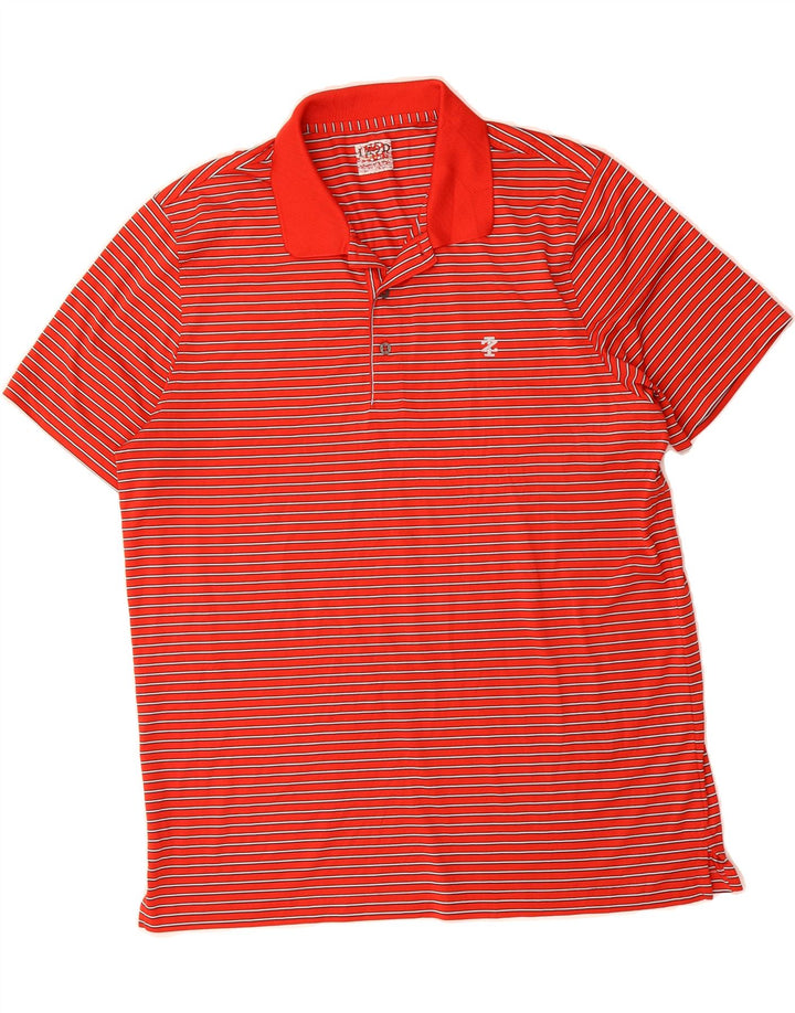 IZOD Mens Polo Shirt Large Red Striped Polyester Vintage Izod and Second-Hand Izod from Messina Hembry 