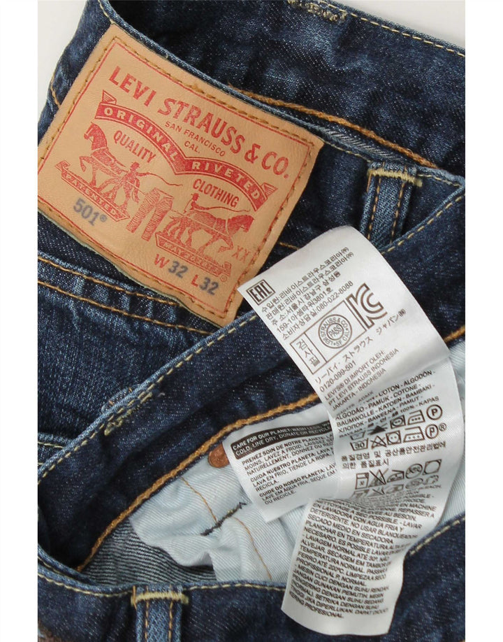 Levi's Mens 501 Straight Jeans W32 L32 Blue Cotton