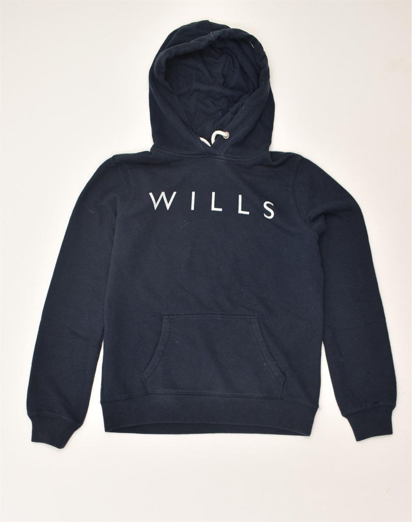 JACK WILLS Womens Classic Fit Graphic Hoodie Jumper UK 10 Small  Navy Blue | Vintage Jack Wills | Thrift | Second-Hand Jack Wills | Used Clothing | Messina Hembry 