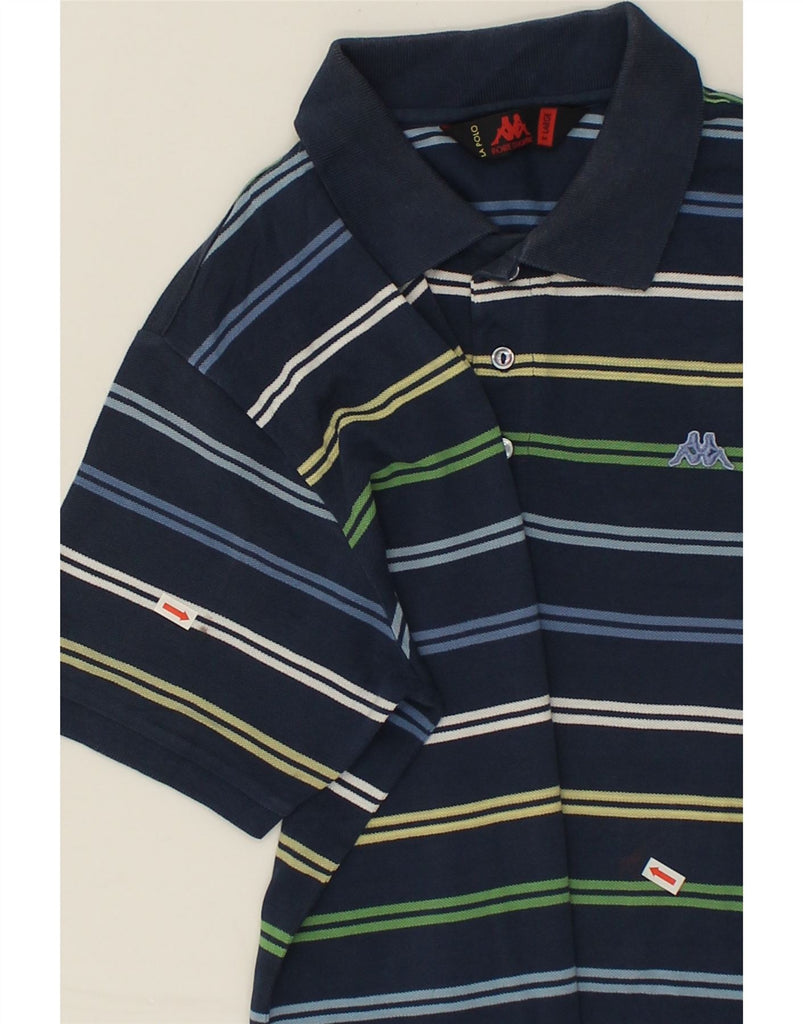 KAPPA Mens Slim Polo Shirt XL Navy Blue Striped Cotton | Vintage Kappa | Thrift | Second-Hand Kappa | Used Clothing | Messina Hembry 