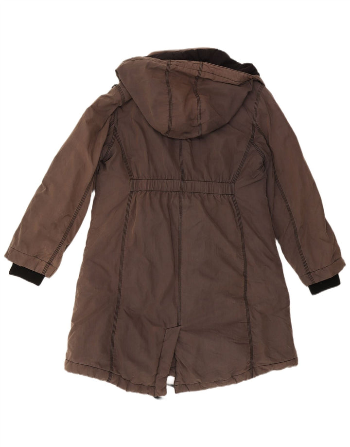 Converse Womens Hooded Parka Jacket UK 14 Medium Brown Cotton