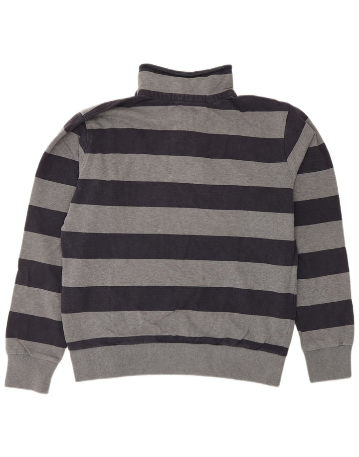 NORTH SAILS Mens Button Neck Sweatshirt Jumper Medium Grey Striped Cotton