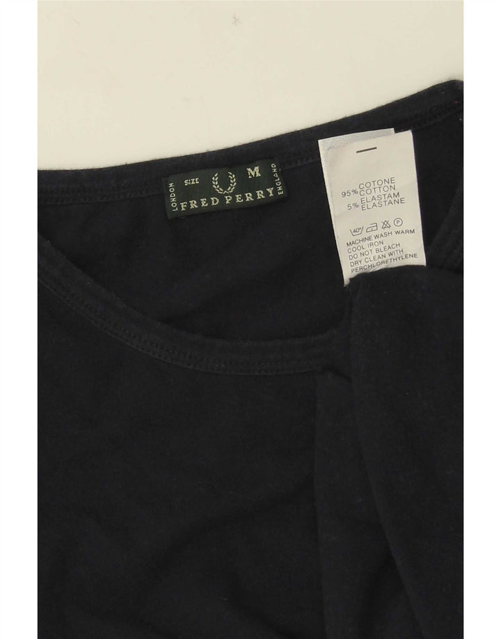 Fred Perry Womens Crop Vest Top UK 12 Medium Black Cotton