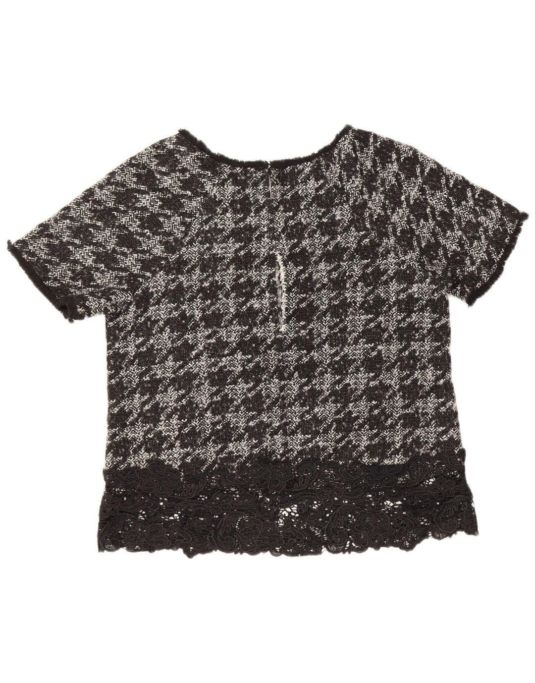Rick Cardona Womens Blouse Top UK 12 Medium Black Houndstooth Polyester