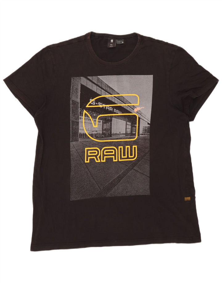 G-Star Mens Graphic T-Shirt Top 2XL Black Cotton