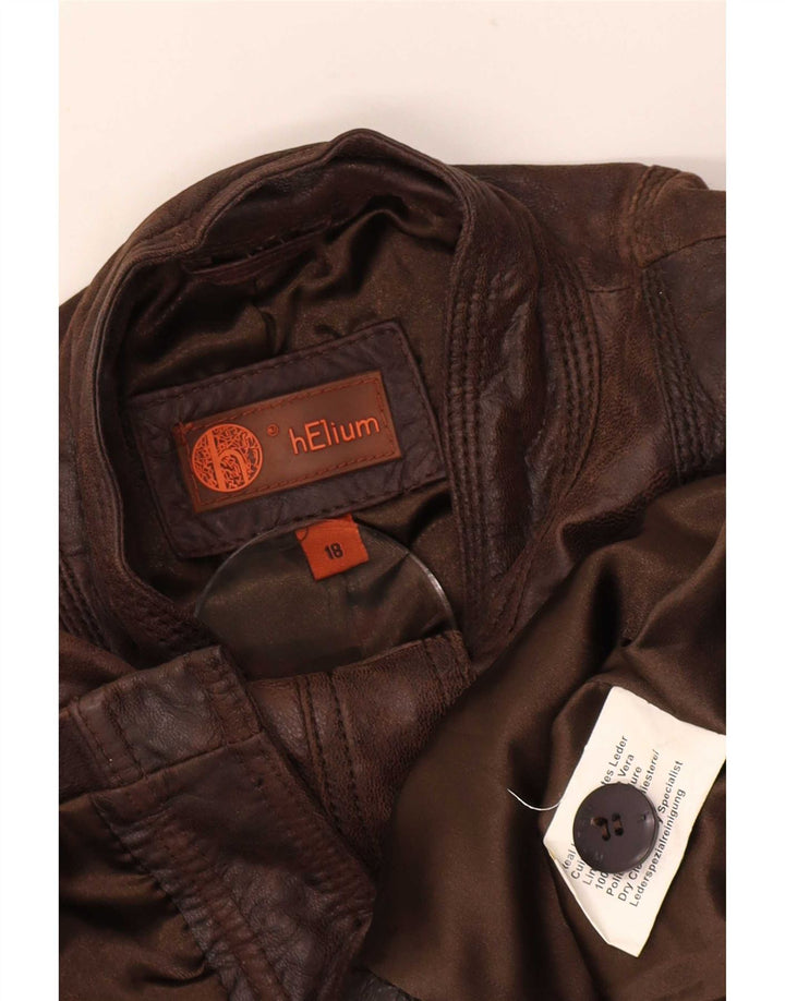 Helium Womens Leather Utility Jacket UK 18 XL Brown