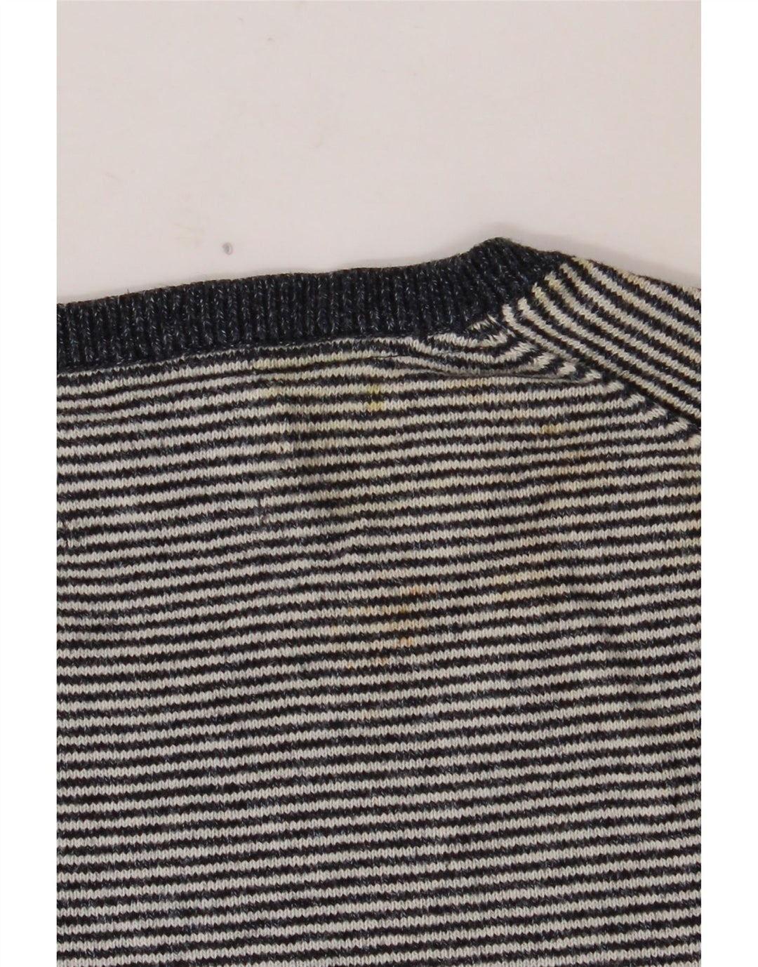 MARKS & SPENCER Mens Crew Neck Jumper Sweater Large Navy Blue Pinstripe
