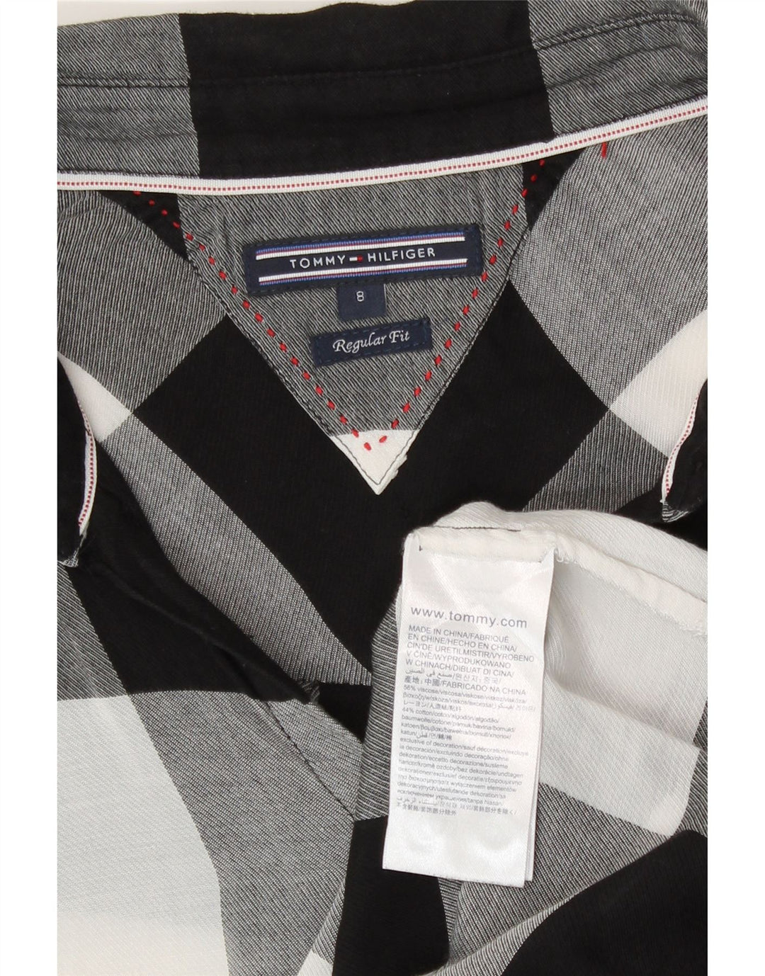 Tommy Hilfiger Womens Regular Fit Shirt US 8 Medium Black Check Viscose