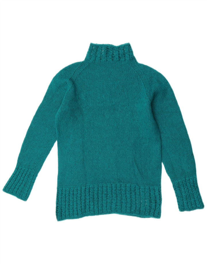 Vintage Womens Turtle Neck Jumper Sweater UK 12 Medium Turquoise