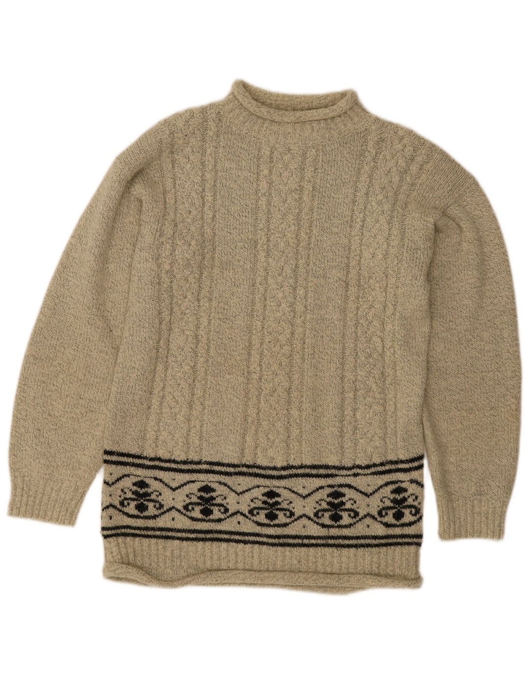 Charlotte Halton Womens Turtle Neck Jumper Sweater UK 12 Medium Beige