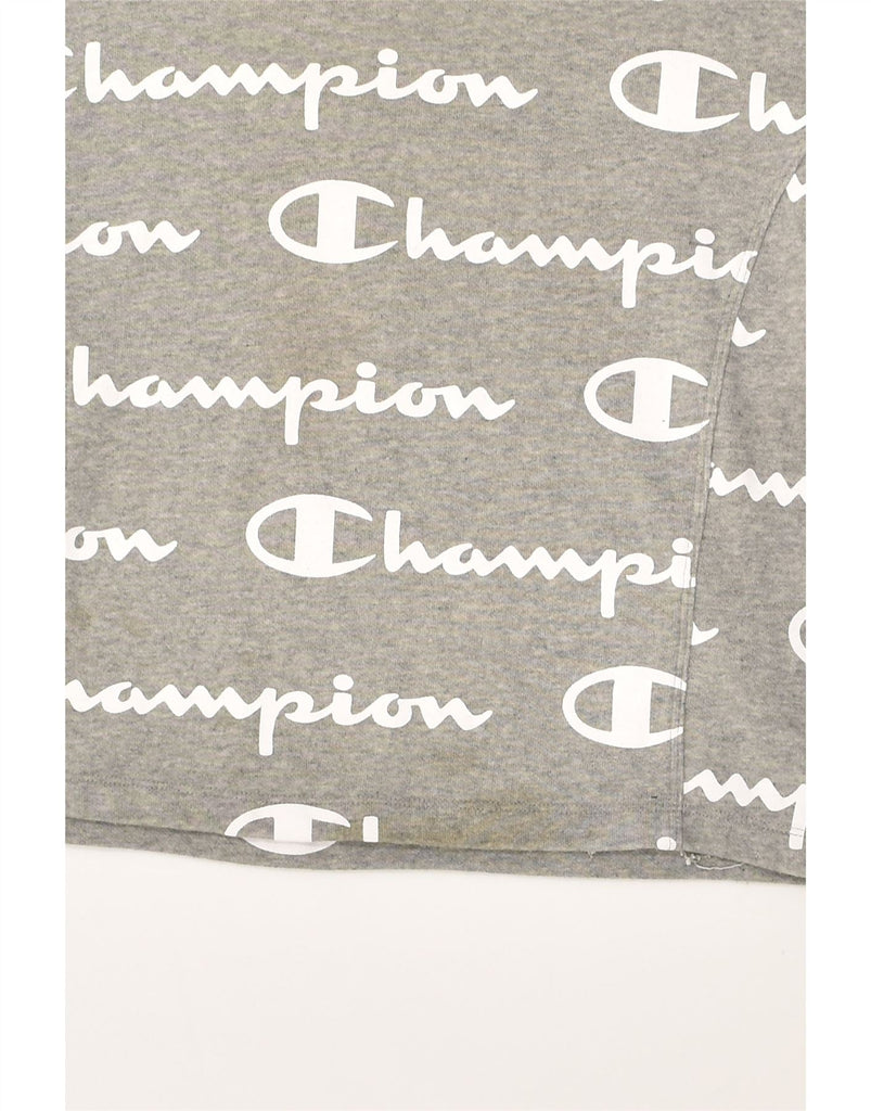 CHAMPION Girls Crop Hoodie Jumper 11-12 Years Large  Grey Cotton | Vintage Champion | Thrift | Second-Hand Champion | Used Clothing | Messina Hembry 