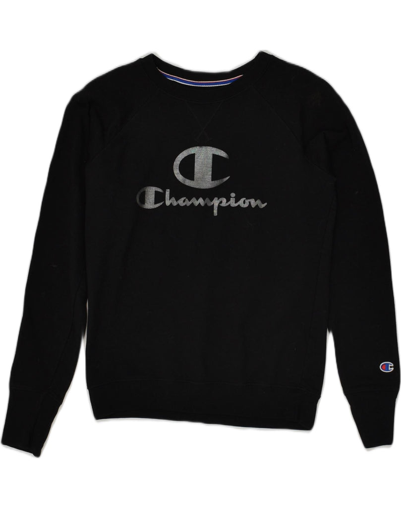 CHAMPION Mens Graphic Sweatshirt Jumper Small Black | Vintage Champion | Thrift | Second-Hand Champion | Used Clothing | Messina Hembry 