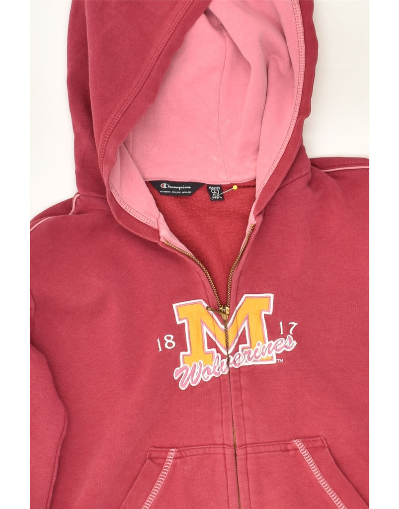 CHAMPION Girls Graphic Zip Hoodie Sweater 11-12 Years Large Red Cotton | Vintage Champion | Thrift | Second-Hand Champion | Used Clothing | Messina Hembry 