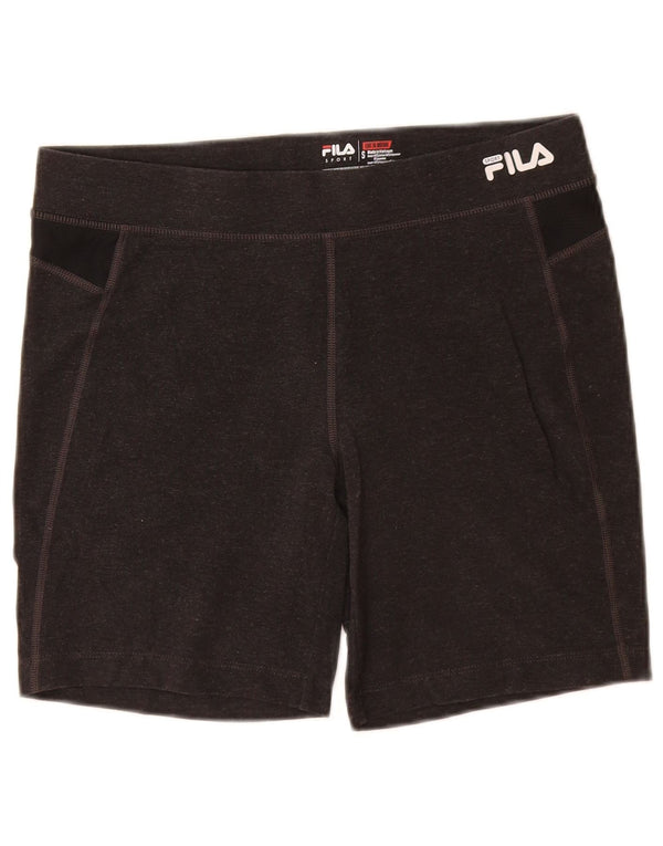 FILA Womens Sport Shorts UK 8 Small Grey Colourblock Cotton
