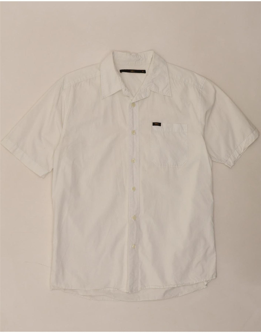 LEE Mens Short Sleeve Shirt Medium White Cotton Vintage Lee and Second-Hand Lee from Messina Hembry 