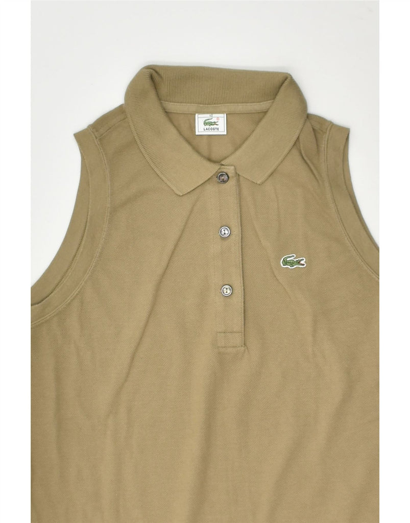 LACOSTE Womens Sleeveless Polo Shirt Size 40 Medium Khaki Cotton | Vintage Lacoste | Thrift | Second-Hand Lacoste | Used Clothing | Messina Hembry 