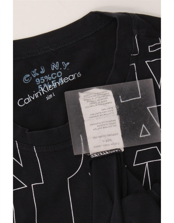 CALVIN KLEIN JEANS Mens Graphic T-Shirt Top Large Navy Blue Cotton