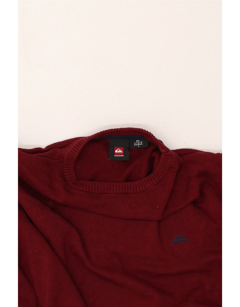 QUIKSILVER Mens Crew Neck Jumper Sweater Large Burgundy Cotton | Vintage Quiksilver | Thrift | Second-Hand Quiksilver | Used Clothing | Messina Hembry 